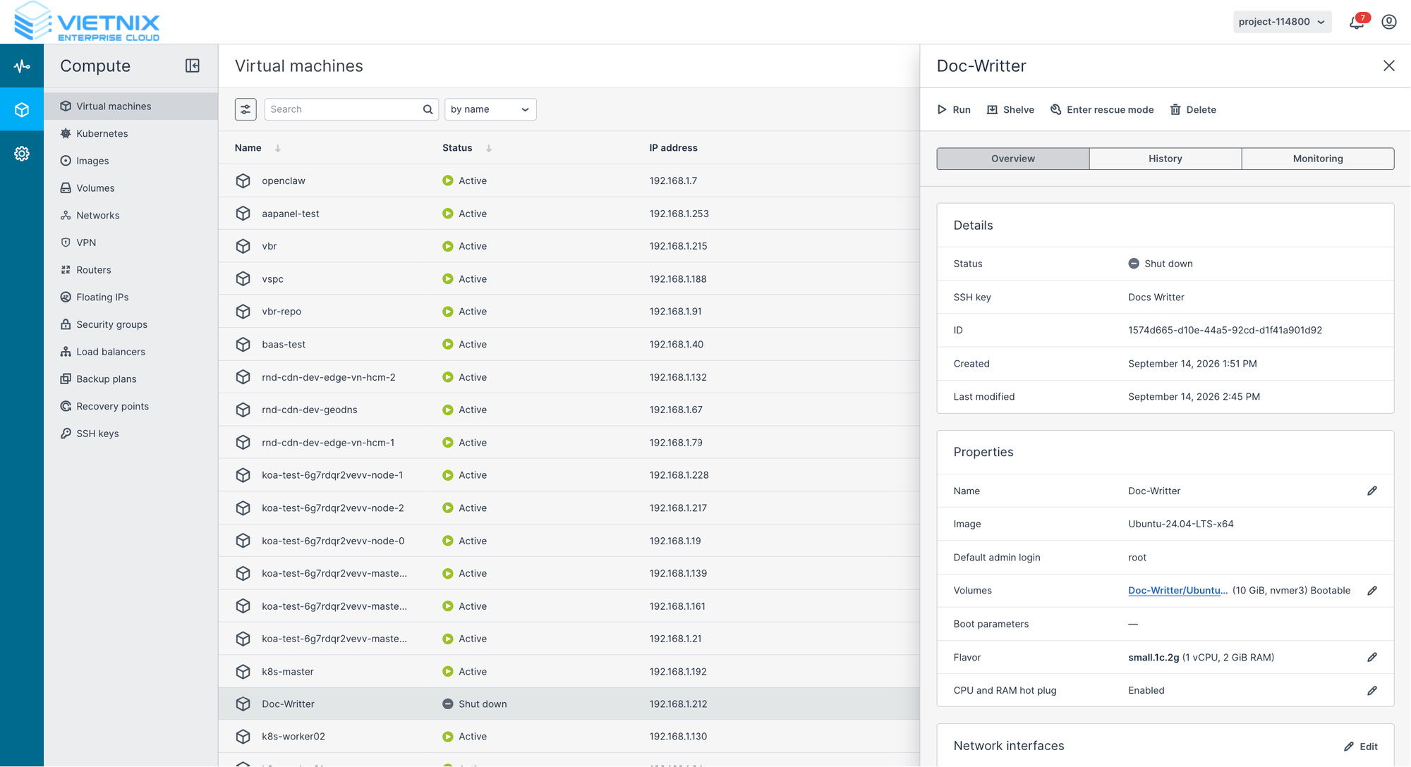 Resized VM in shut down state