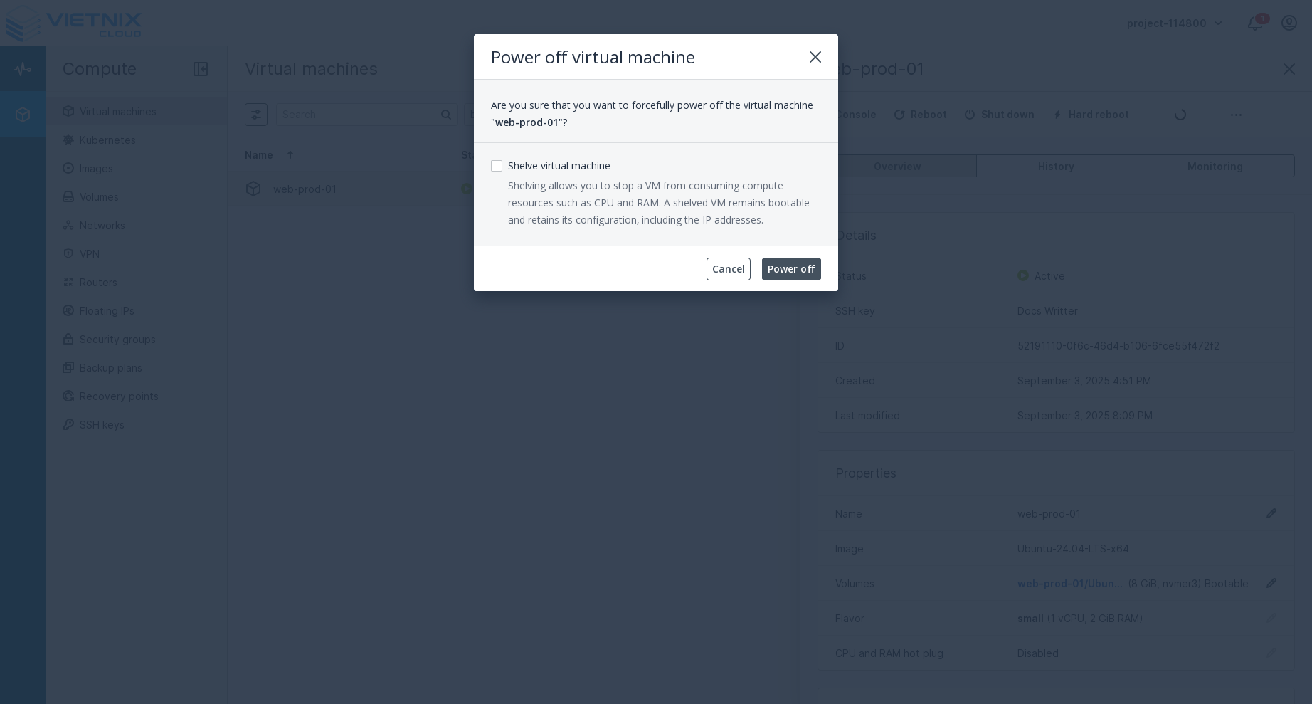Xác nhận Power Off