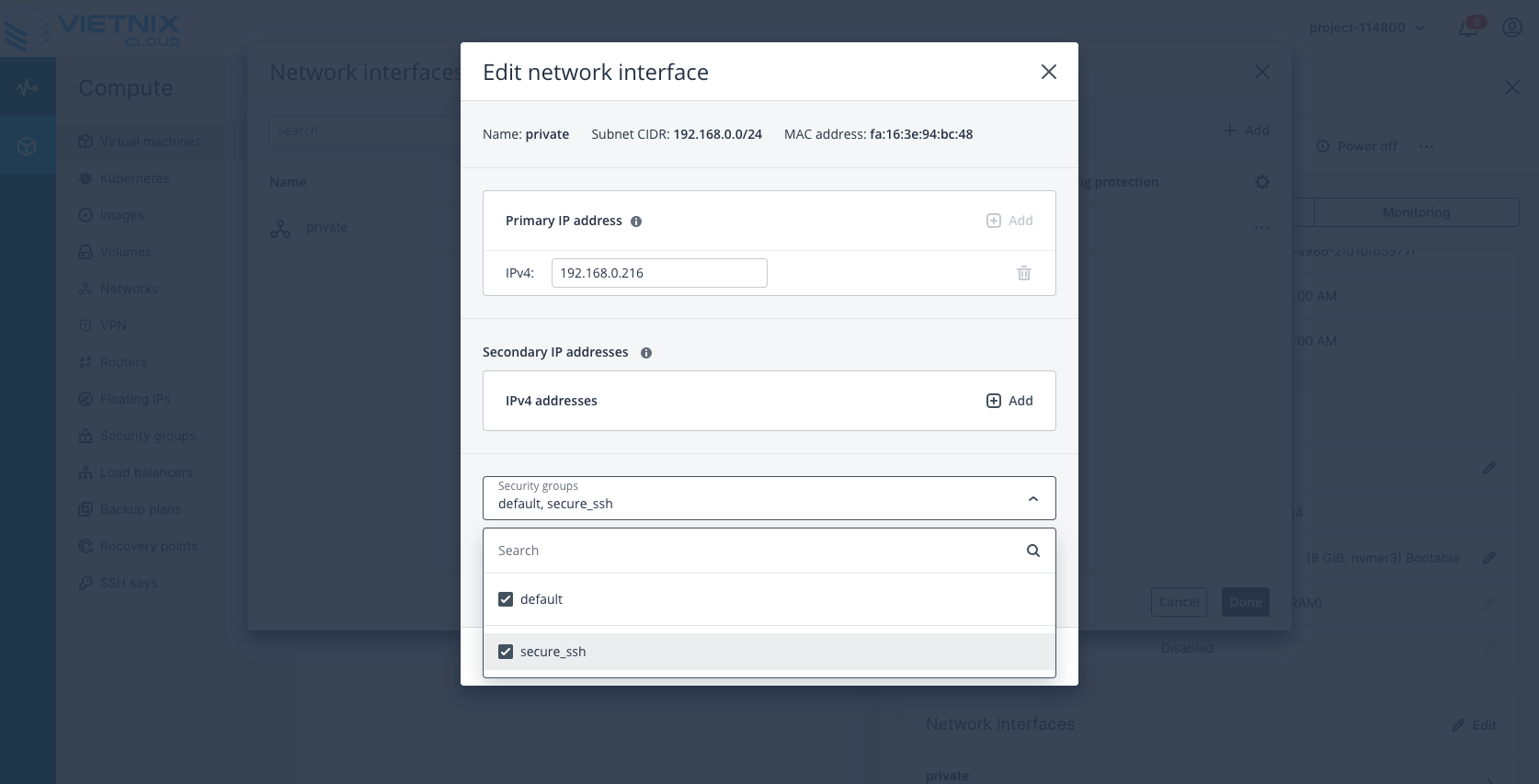 Assign Security Group